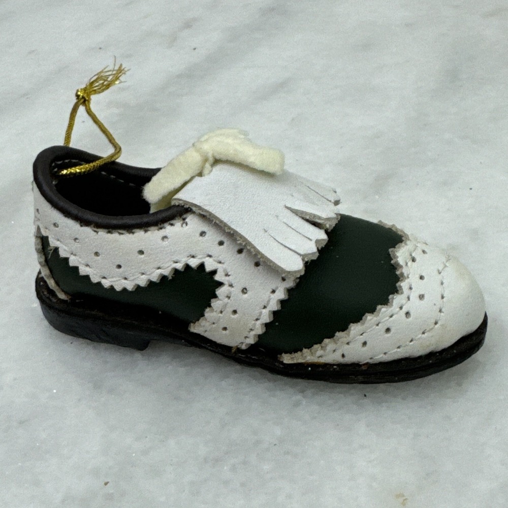 Vintage Black and White Kiltie Golf Cleat Ornament